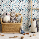 Abstract Wallpaper with Painterly Spots in Blue, Gray, and Black - B282