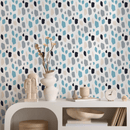 Abstract Wallpaper with Painterly Spots in Blue, Gray, and Black - B282
