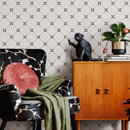 Minimalist Dotted Trellis Geometric Wallpaper in Black - B293