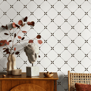 Minimalist Dotted Trellis Geometric Wallpaper in Black - B293