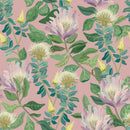 Exotic Flowers on Pink Background Wallpaper