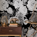 Floral Wallpaper with a Dramatic Rose Collage in Black and White - B370
