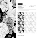 Floral Wallpaper with a Dramatic Rose Collage in Black and White - B370