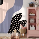 Abstract Mural Wallpaper with Organic Forms in Lavender, Blush, and Black - B377