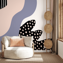 Abstract Mural Wallpaper with Organic Forms in Lavender, Blush, and Black - B377