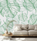 Green Monstera Leaves Wallpaper