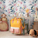 Floral Wallpaper with Hand-Drawn Lilies and Wildflowers in Pink, Blue, and Yellow - B401