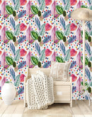 Multicolored Leaves and Dots Wallpaper