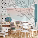 Abstract Wallpaper with a Line Art in Pink, Teal, and Black - B511