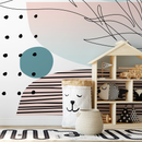 Abstract Wallpaper with a Line Art in Pink, Teal, and Black - B511