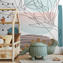 Abstract Wallpaper with a Line Art in Pink, Teal, and Black - B511