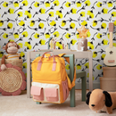 Floral Wallpaper with a Painterly Flower Motif in Yellow and Black - B606