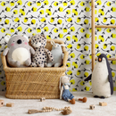 Floral Wallpaper with a Painterly Flower Motif in Yellow and Black - B606