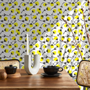 Floral Wallpaper with a Painterly Flower Motif in Yellow and Black - B606