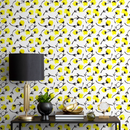 Floral Wallpaper with a Painterly Flower Motif in Yellow and Black - B606