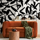 Abstract Wallpaper with Bold Brush Strokes in Black and White - B622