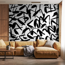 Abstract Wallpaper with Bold Brush Strokes in Black and White - B622