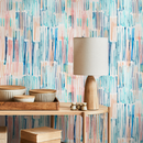 Abstract Wallpaper with Painterly Brushstrokes in Blue, Pink, and Peach - B638