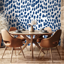 Abstract Wallpaper with Bold Brushstroke Spots in Navy Blue - B659