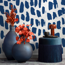 Abstract Wallpaper with Bold Brushstroke Spots in Navy Blue - B659