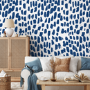 Abstract Wallpaper with Bold Brushstroke Spots in Navy Blue - B659