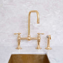 Unlacquered Brass Kitchen Faucet,  Ball Center Kitchen Bridge Faucet
