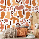 Abstract Wallpaper with Amorphous Shapes in Terracotta, Orange, and Brown - B671