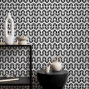 Art Deco Wallpaper with a Geometric Fan Pattern in Black and White - B701