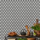Art Deco Wallpaper with a Geometric Fan Pattern in Black and White - B701