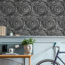 Geometric Wallpaper Featuring Concentric Circles in Black and White - B710