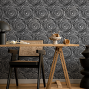 Geometric Wallpaper Featuring Concentric Circles in Black and White - B710