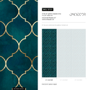 Art Deco Geometric Wallpaper with a Moroccan Trellis Motif in Teal and Gold - B729