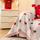 Chinese New Year Sofa Throw Cover Blanket, Decor Festive Red Fu Pattern Couch Cover