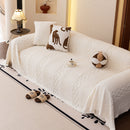 Plush Fleece Sofa Cover with 3D Cable Knit Texture Soft Cozy Warm Sofa Throw Blanket
