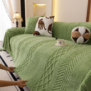 Plush Fleece Sofa Cover with 3D Cable Knit Texture Soft Cozy Warm Sofa Throw Blanket
