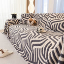 Plush Sherpa Sofa Throw Cover for Sectional, Jacquard Wave Throw Furniture Protector