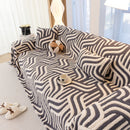 Plush Sherpa Sofa Throw Cover for Sectional, Jacquard Wave Throw Furniture Protector
