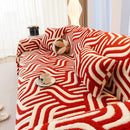 Plush Sherpa Sofa Throw Cover for Sectional, Jacquard Wave Throw Furniture Protector
