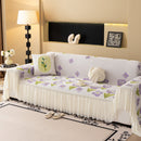 Ruffled Sweet Floral Sofa Cover with Skirt, Soft and Decorative Couch Throw Cover