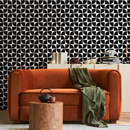 Geometric Wallpaper with a Bold Quarter-Circle Motif in Black and White - B795