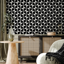 Geometric Wallpaper with a Bold Quarter-Circle Motif in Black and White - B795