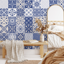 Tile Wallpaper with a Portuguese Azulejo Motif in Blue and White - B801