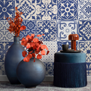 Tile Wallpaper with a Portuguese Azulejo Motif in Blue and White - B801