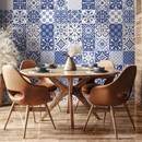 Tile Wallpaper with a Portuguese Azulejo Motif in Blue and White - B801