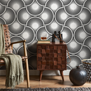 Art Deco Wallpaper with a Scalloped Fan Motif in Black and White - B860