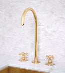 Unlacquered Brass Bathroom 3-Hole Faucet, Widespread Antique bathroom Faucet