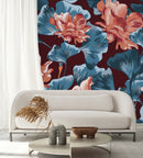 Voguish Dark Floral Wallpaper Tasteful