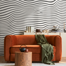 Abstract Wallpaper with 3D Wavy Lines in Black and White - B948