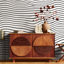Abstract Wallpaper with 3D Wavy Lines in Black and White - B948
