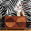 Botanical Wallpaper with Bold Palm Fronds in Black and White - B989